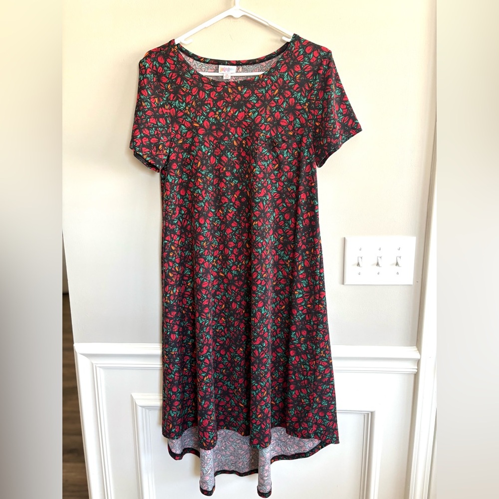 LulaRoe Carly Swing Midi Short Sleeve Dress Size XS
